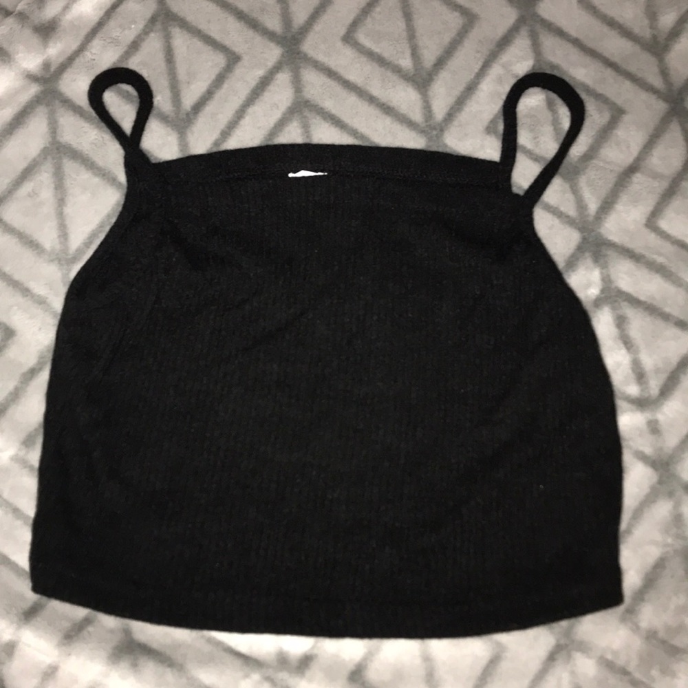 Black spaghetti strap crop top.